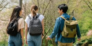 Imagen de estudiantes caminando