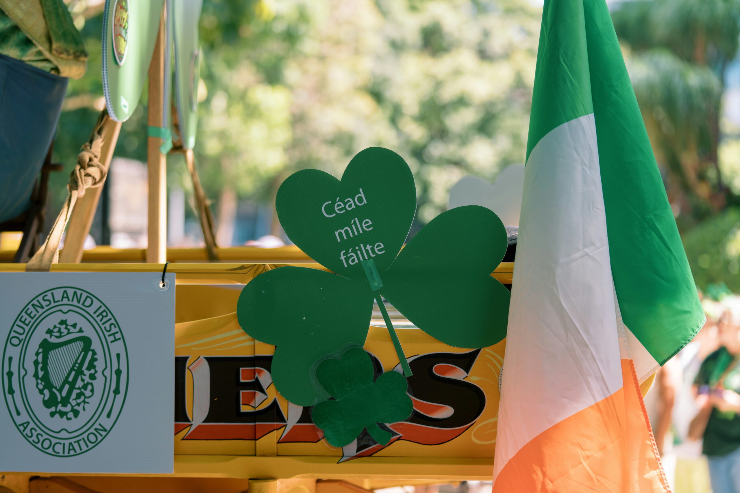 Imagen de bandera y adornos irlandeses